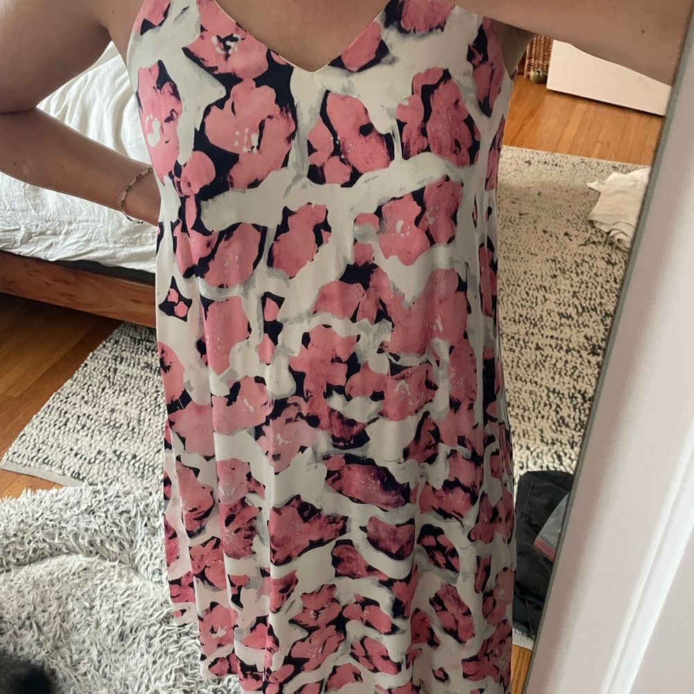 Silky pink floral dress